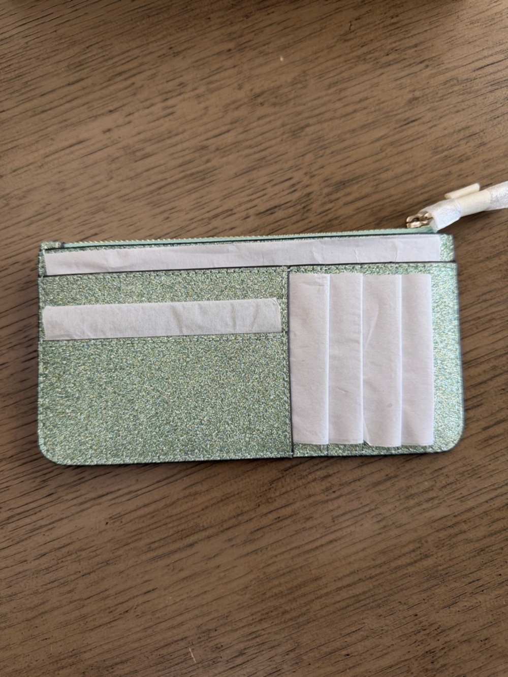 kate spade New York Glitter Zip Pouch in Mint - Picture 3 of 5